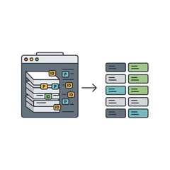Fototapeta premium Conceptual illustration of data management extracting and organizing digital information from a web browser, transforming raw content into structured, categorized records