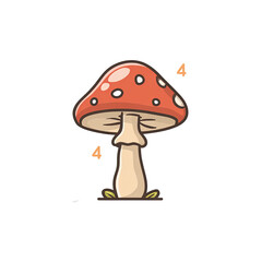 Cartoon illustration featuring a vibrant red-capped mushroom with white spots against a black backdrop