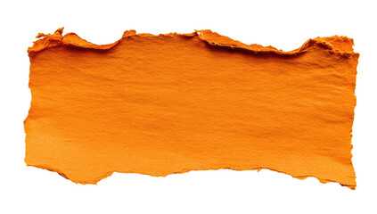 Close-up of a ripped, textured rectangular piece of orange paper with irregular edges