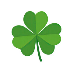 Digitally created three-leaf clover illustration with green shaded leaves on a black background