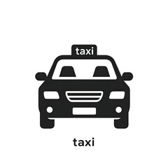 A stylized taxi icon on a black background, with the word "taxi" both above and below