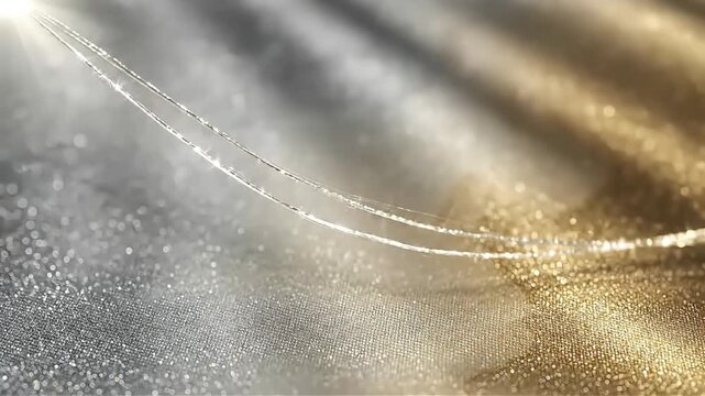 Elegant silver and gold abstract background with flowing metallic threads and a soft bokeh effect perfect for luxury branding beauty or high-end design projects