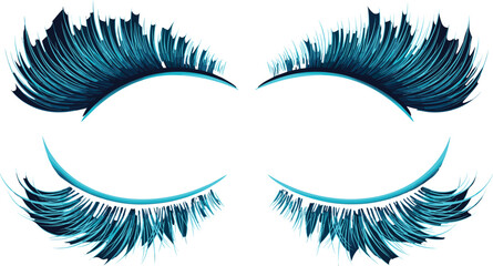 Obraz premium Elegant dramatic false eyelashes vector illustration beauty makeup lash extensions cosmetic fashion glamour isolated design elements set premium luxury style