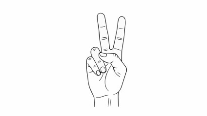 Obraz premium Hand showing the victory peace sign gesture.