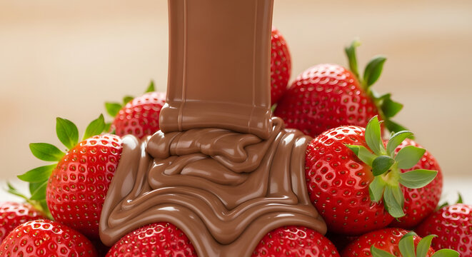 Delicious strawberries dipped in chocolate, creating a sweet treat close-up view