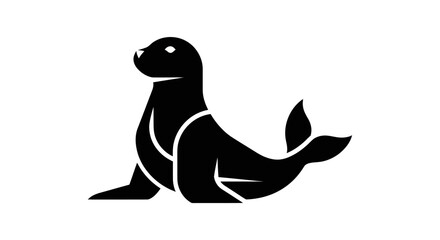 Stylized silhouette of a seal isolated vector illustration on white © Curva