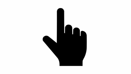 Obraz premium Black cursor hand icon pointing upwards on a white background.