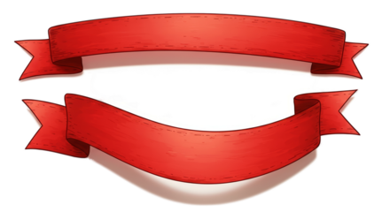 Red Ribbon Banner Transparent Background Isolated