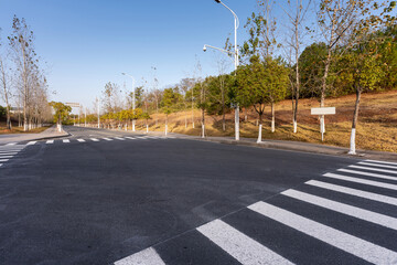 Empty urban road and buildings in the city