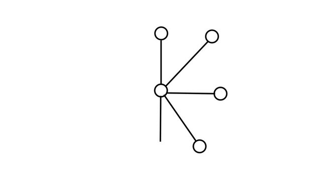 Minimalist white digital network node icon animation on white background.