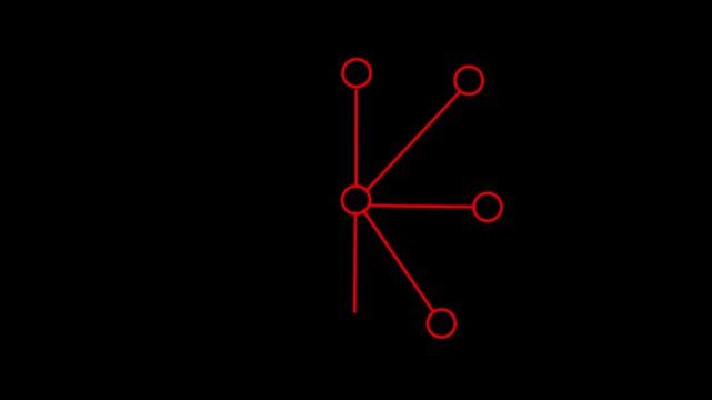 Network concept animation.Abstract animation of a red glowing digital network node icon