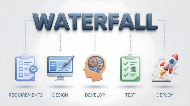 waterfall model steps infographic