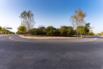 Empty urban road and buildings in the city