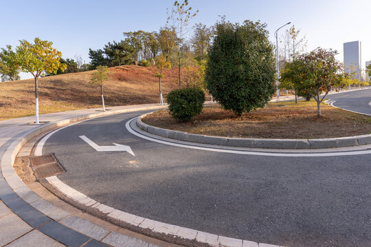 Empty urban road and buildings in the city