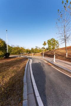 Empty urban road and buildings in the city