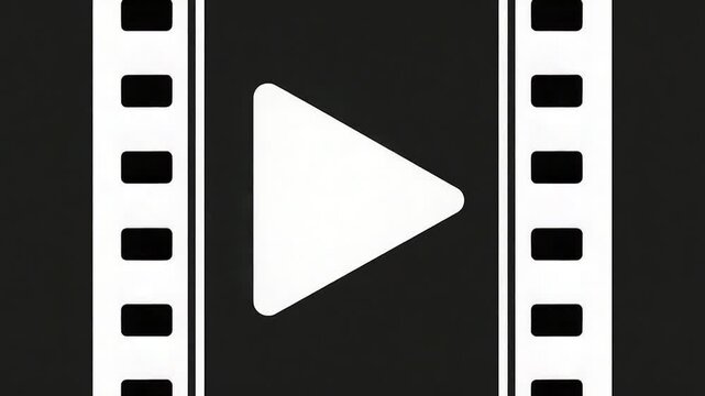 Play Button Icon on Film Strip Background.