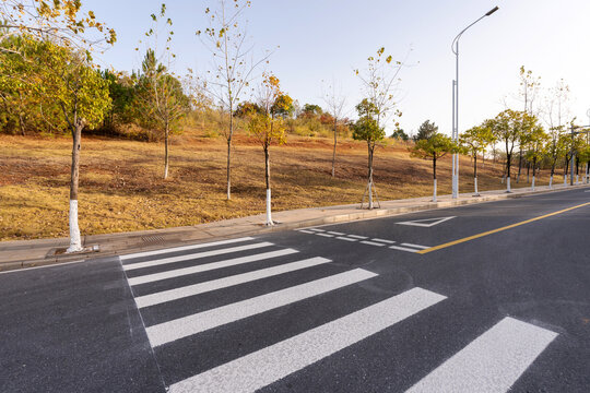 Zebra crossing on outdoor road