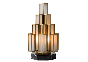 Modern art deco style table lamp with brass and marble base