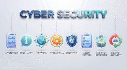 cyber security concept with icons and symbols