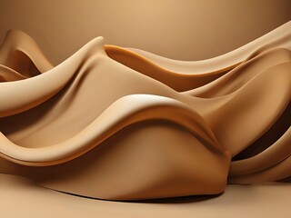 Fototapeta premium Minimalist Interior Background with fluid organic curves and flowing silk textures