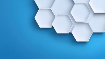 Abstract hexagonal shapes on a vibrant blue background creating an artistic and modern design for creative projects, showcasing simplicity and elegance