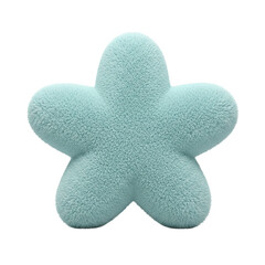 3D Render: Fluffy Light Blue Star Pillow. Soft, Fuzzy Plush Cushion or Toy Isolated on Black for Cozy Kids Decor, Cute Designs, and Sweet Backgrounds.