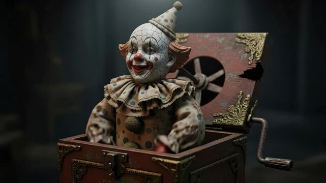 Vintage Jack-in-the-Box Clown Toy Jumpscare Surprise