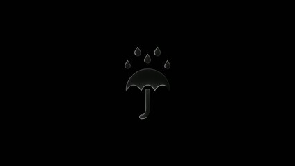 Glowing Generate title without using the word "Title:" before it. white umbrella with raindrops symbol on a dark background