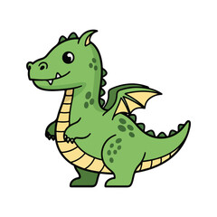 Fototapeta premium Cute Cartoon Green Baby Dragon Mascot Illustration