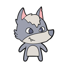 Obraz premium Cute Cartoon Wolf Mascot Standing Vector Illustration