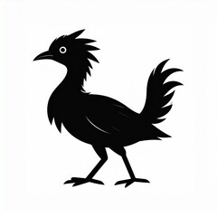 Fototapeta premium Black Silhouette Rooster Standing Isolated on White Background Minimalist Art