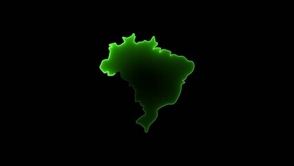 Glowing green map of Brazil with illuminated borders on a Generate title without using the word "Title:" before it. black background illumination © The_Dream_Stock