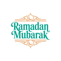 Ramadan Mubarak Arabic Script with Crescent Moons and Stars
