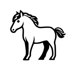 Obraz premium Black and White Horse Side View Vector Icon isolated PNG with Transparent Background