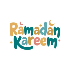 Ramadan Kareem bold festive lettering with stars and moons