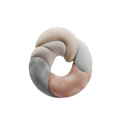 Abstract Circular Sculpture With Soft, Rounded Elements In Neutral Tones Against Black Background