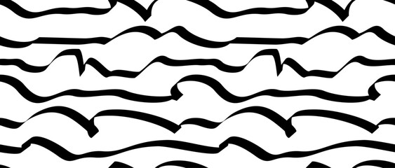Seamless pattern with Waves. Abstract pattern from lines. Hand drawn abstract pattern. Minimal style. Flat style 