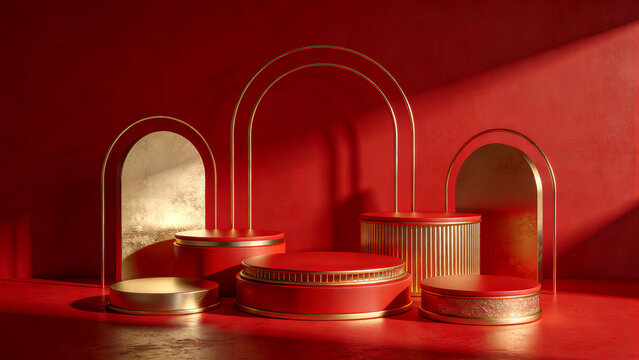 Red 3D stereoscopic rendering display background