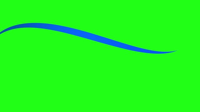 Blue ribbon transition on chroma key green screen background