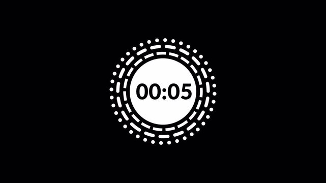 10 seconds timer on transparent background, 10 second countdown timer animation for start and end time alert.