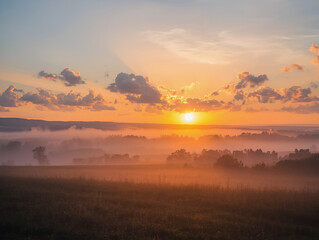 Obraz premium sunset over the river