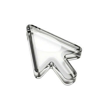 Glass computer mouse cursor isolated on transparent background