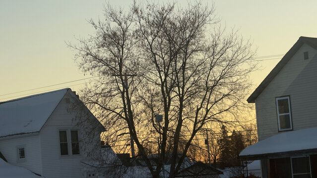 A wintertime sunset in the Michigan Upper Peninsula