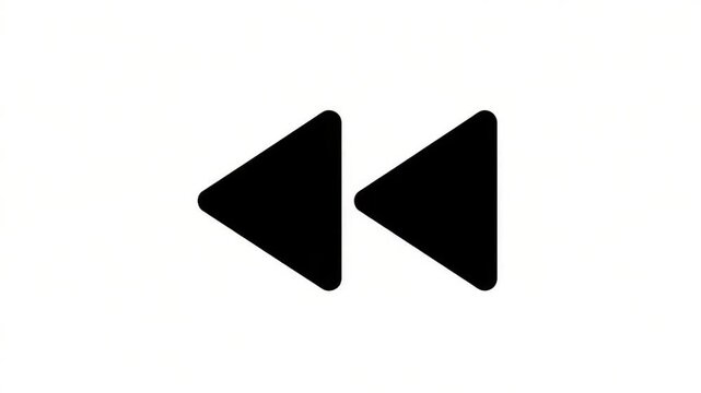 Fast Rewind Button Icon Glowing Purple Neon Effect.