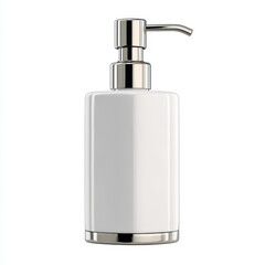 Obraz premium Sleek modern soap dispenser isolated on a white background