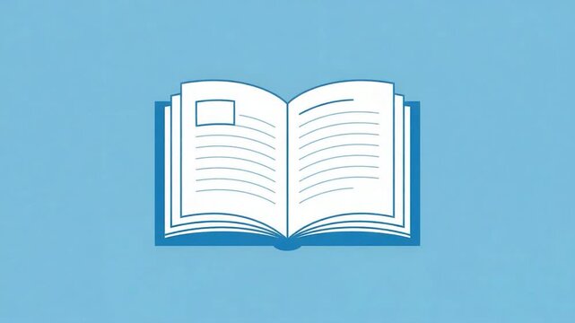 Open Book Illustration on Blue Background.