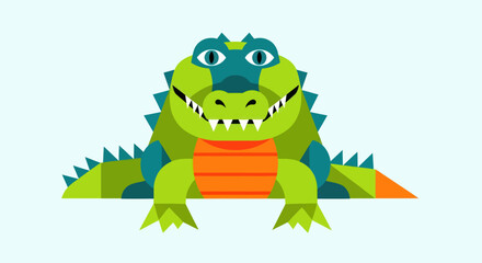 Obraz premium Cartoon alligator illustration smiling against a bright background