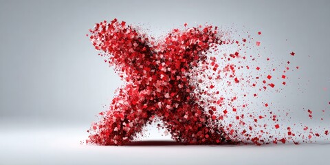 Red exploding X letter graphic