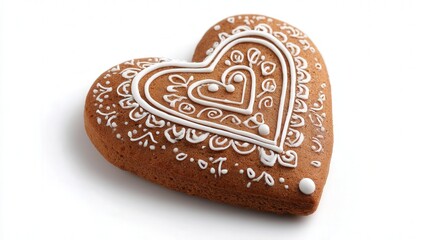 Fototapeta premium Gingerbread cookie heart isolated on white background