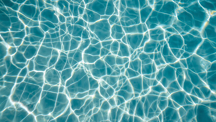 Obraz premium 陽光が編む水紋カオスティクスをプール底に映すリゾート感の一枚